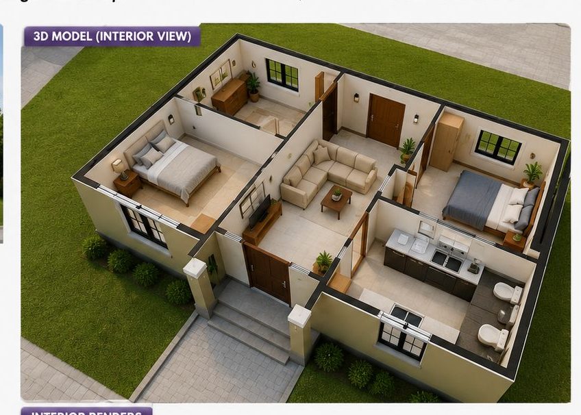 2-bedroom residential 3D design