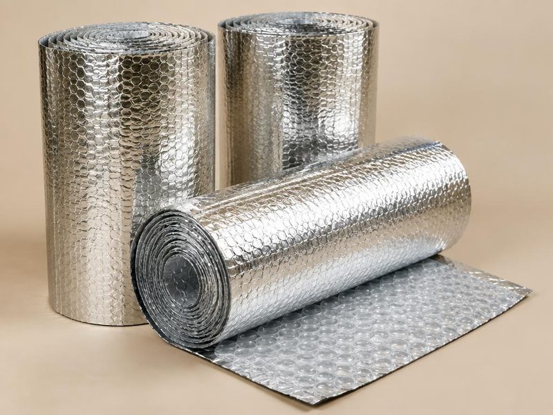 Rolls of aluminium foil bubble insulation