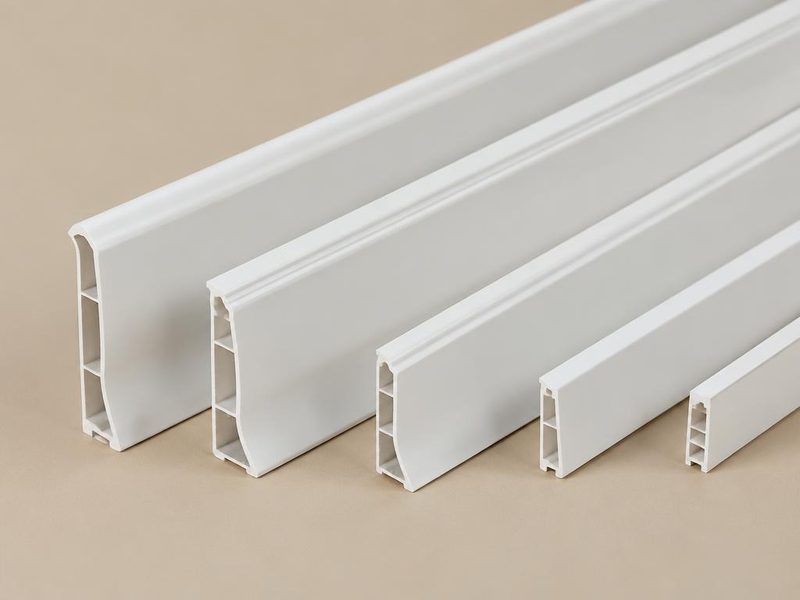 Lengths of white PVC skirting