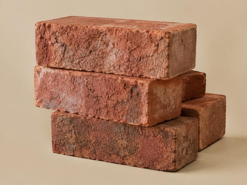 Red rustic textured face bricks