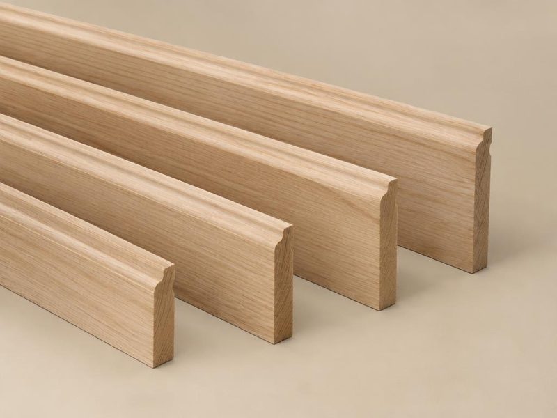 Lengths of profiled wood skirting